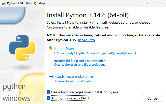 Instalacion python check