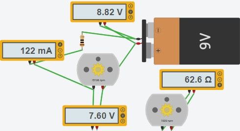 Medición de parámetros eléctricos con el multímetro ejemplo tinkercad 3