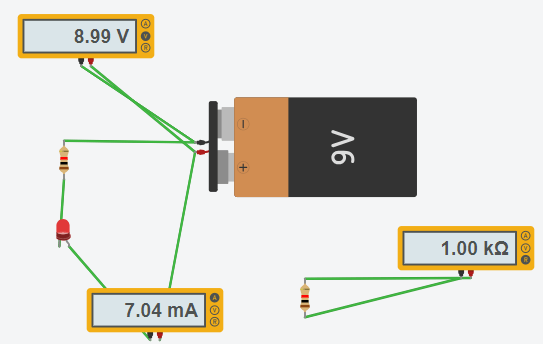 Medición de parámetros eléctricos con el multímetro ejemplo tinkercad