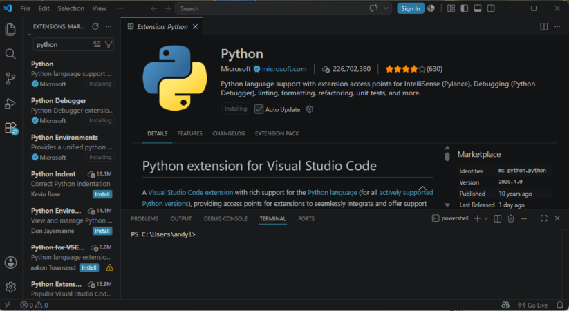 extension python